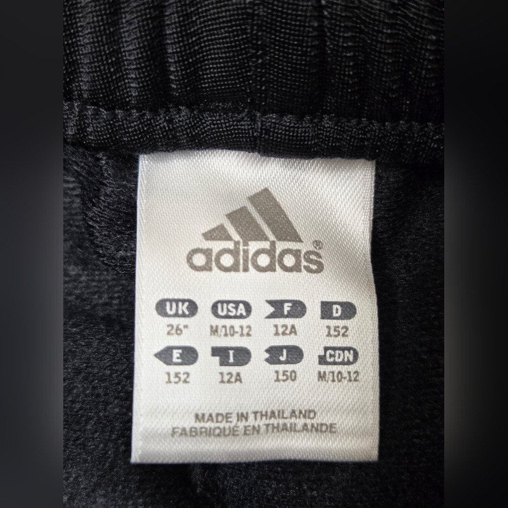 Adidas M 10-12 Kids Black Track Pants with Stripes - Picture 7 of 8